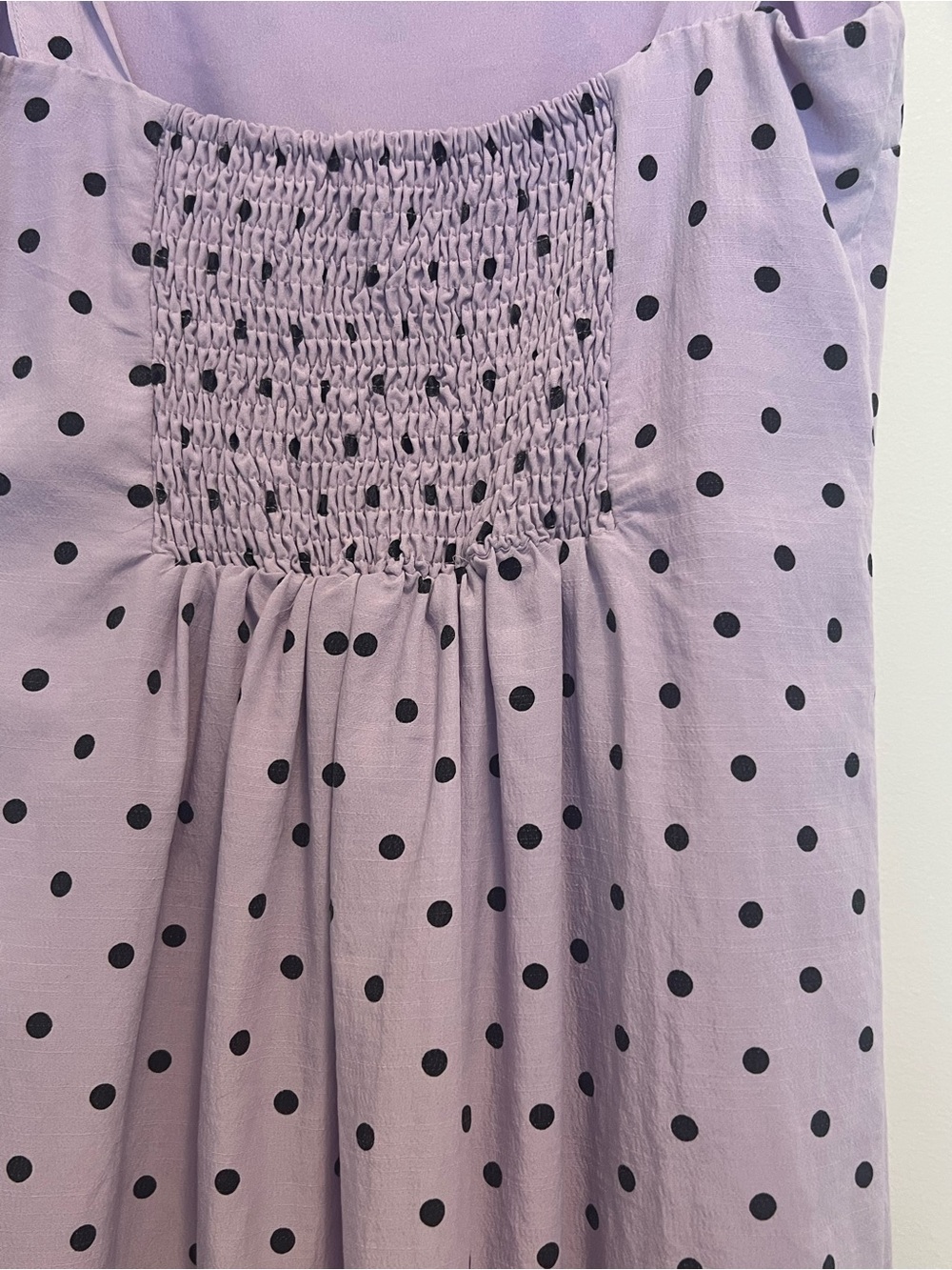 Lilac Polka Dot Tie-Shoulder Midi Dress | Retro | Ruffle Hem - Picture 3 of 8